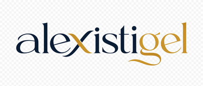 Logo alexistigel berwarna biru teknologi